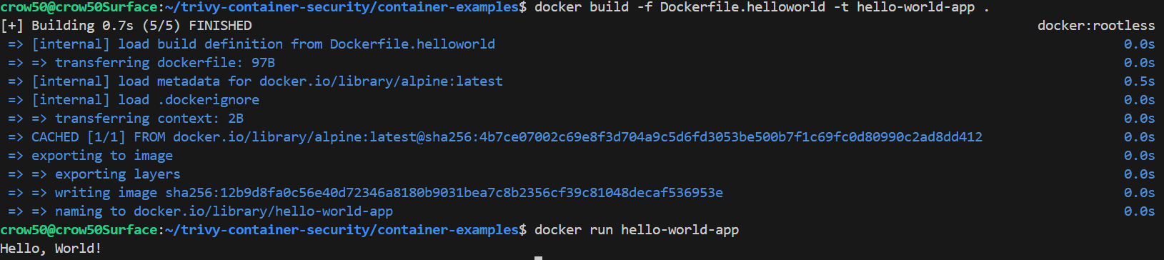 Basic Hello World Container