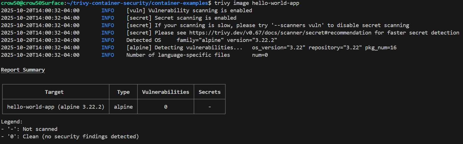 Basic Trivy Scan Command